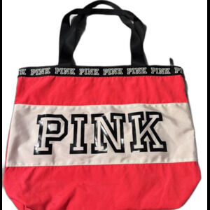 VICTORIA'S SECRET PINK Logo Tote Shoulder Weekender NWOT Vacation Travel Beach